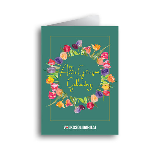 Grußkarte „Alles Gute zum Geburtstag im Blumenkreis“