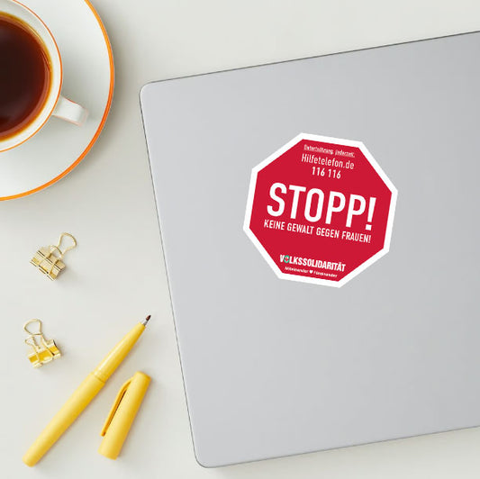 Aufkleber "Stopp keine Gewalt gegen Frauen"