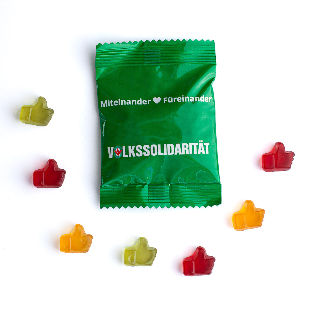 Fruchtgummi (Herzen, Bärchen, Daumen hoch)