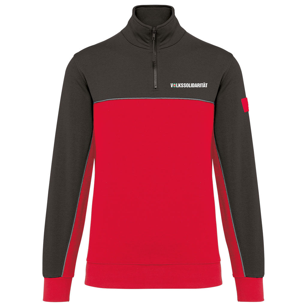 Zweifarbiges Unisex Sweatshirt mit Reißverschlusskragen