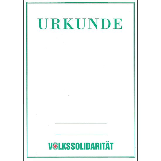 Urkunde der Volkssolidarität