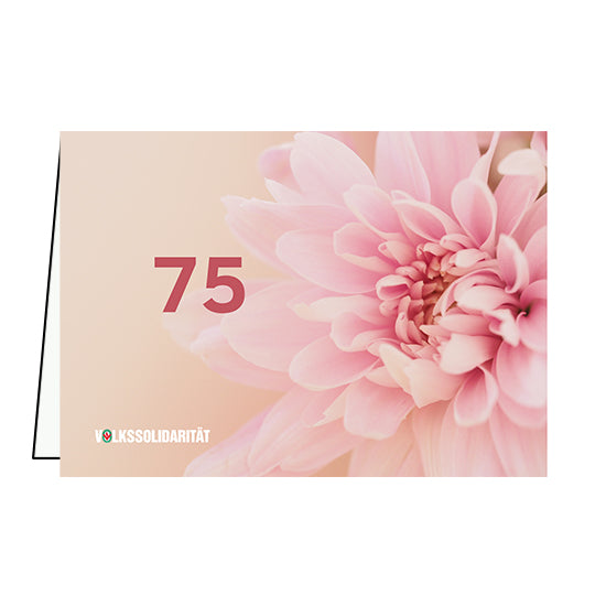 Klappkarte mit Geburtstagsjahreszahl mit rosa Dahlie