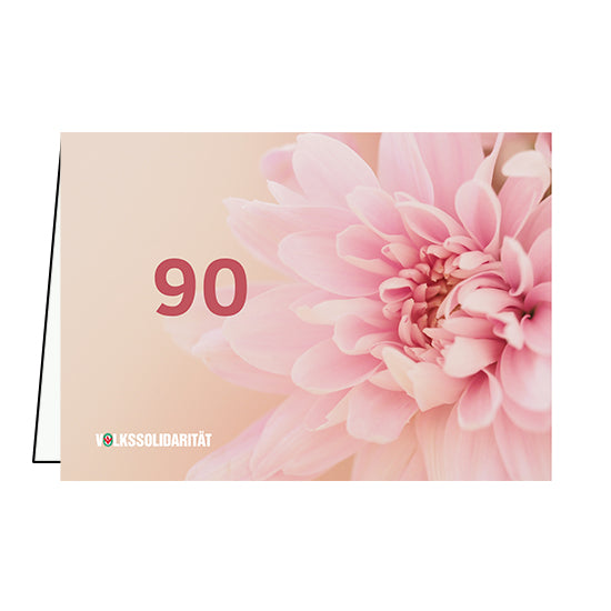 Klappkarte mit Geburtstagsjahreszahl mit rosa Dahlie