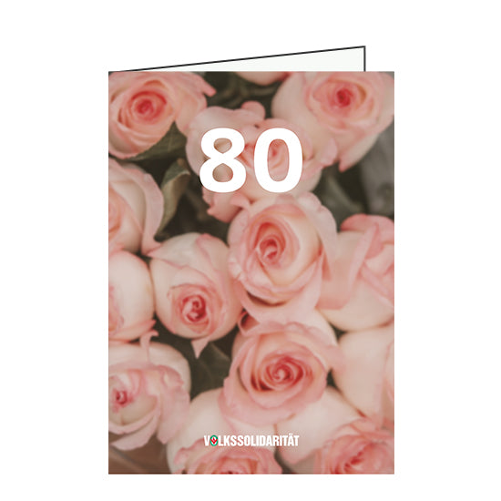Klappkarte mit Geburtstagsjahreszahl und rosa Rosen