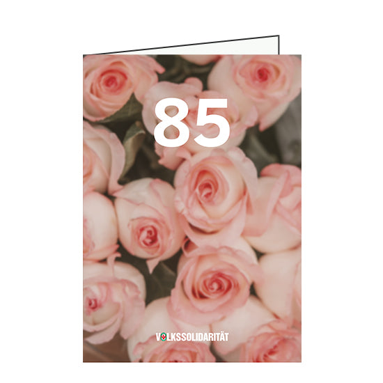 Klappkarte mit Geburtstagsjahreszahl und rosa Rosen
