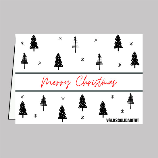 Klappkarte weiß „Merry Christmas“ mit Weihnachtsbaummotiv (5 Stück)