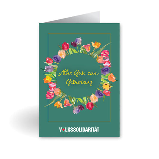 Grußkarte „Alles Gute zum Geburtstag im Blumenkreis“
