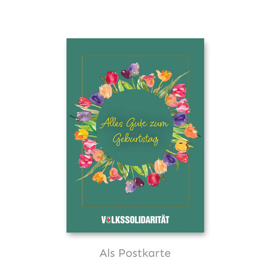Grußkarte „Alles Gute zum Geburtstag im Blumenkreis“