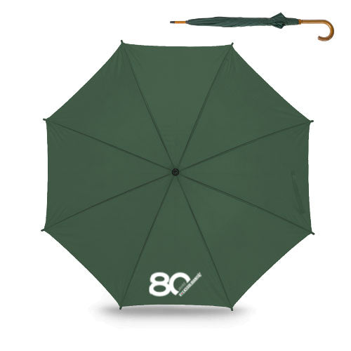 Regenschirm mit 80 Jahr Logo