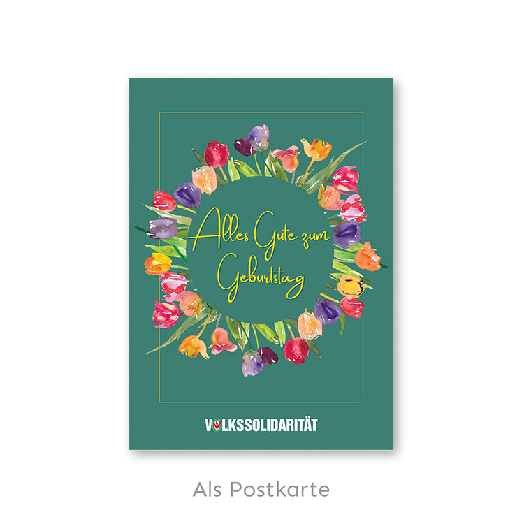 Grußkarte „Alles Gute zum Geburtstag im Blumenkreis“
