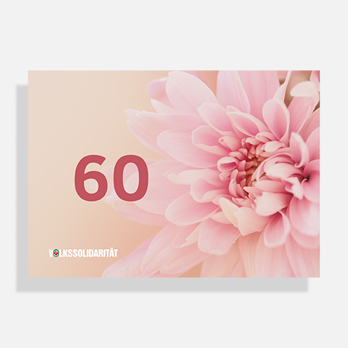 Postkarte mit Geburtstagsjahreszahl und rosa Dahlie