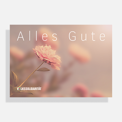Postkarte "Alles Gute" mit rosa Blumen