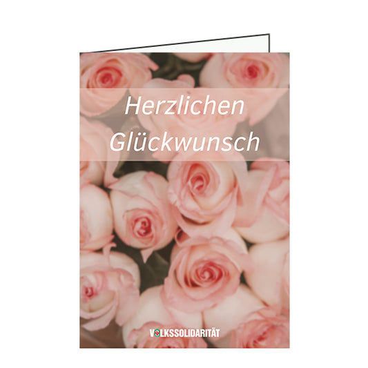 Klappkarte "Herzlichen Glückwunsch" mit rosa Rosen