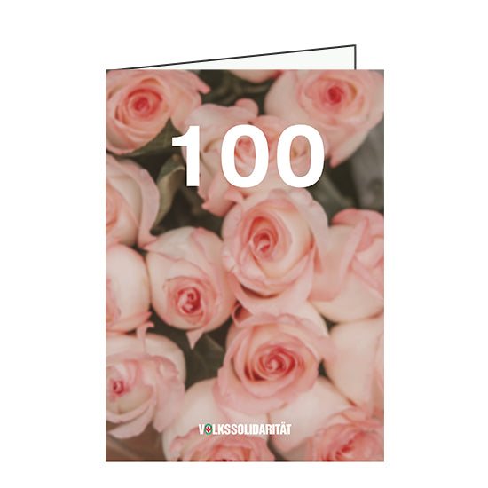 Klappkarte mit Geburtstagsjahreszahl und rosa Rosen
