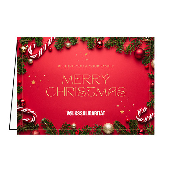 Klappkarte rot „Wishing You & Your Family Merry Christmas“ (5 Stück)